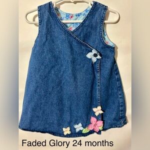 Faded Glory Denim Dress with Floral Accents